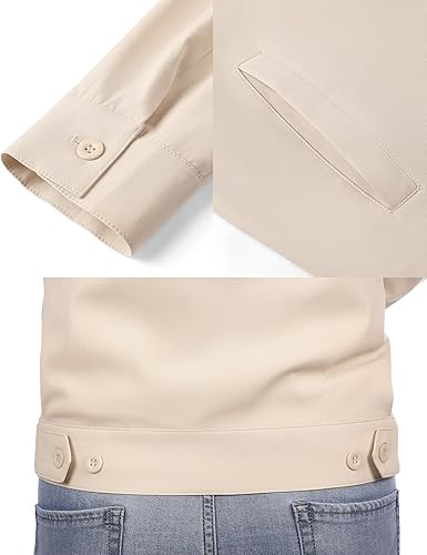 COOFANDY Men's Lightweight Jackets Cotton Casual Jacket Zip Up Eisenhower Coat Work Golf Outwear- Beige