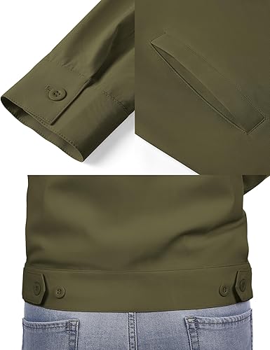 COOFANDY Men's Lightweight Jackets Cotton Casual Jacket Zip Up Eisenhower Coat Work Golf Outwear- Army Green