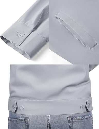 COOFANDY Men's Lightweight Jackets Cotton Casual Jacket Zip Up Eisenhower Coat Work Golf Outwear-Light Gray