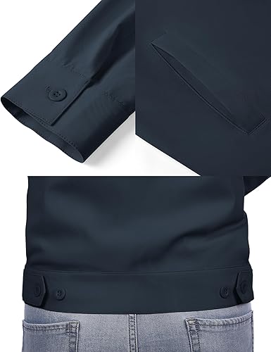 COOFANDY Men's Lightweight Jackets Cotton Casual Jacket Zip Up Eisenhower Coat Work Golf Outwear-Navy Blue