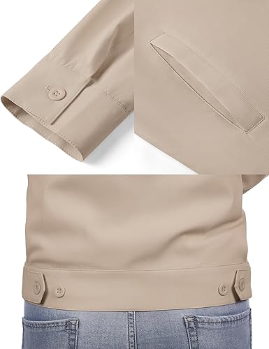 COOFANDY Men's Lightweight Jackets Cotton Casual Jacket Zip Up Eisenhower Coat Work Golf Outwear- Khaki